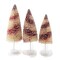 Bethany Lowe 12.0 Inch Candy Cane Bottle Brush Trees Christmas Decorative Tree Set , Set Of Three Snow Glittered